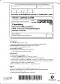 Pearson Edexcel A-Level Chemistry Advanced Level  UNIT 5: Transition Metals and Organic  Nitrogen Chemistry  January 2024 Authentic Marking Scheme Attached