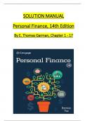 Solution Manual and Answer Guide for Personal Finance, 14th Edition By (E. Thomas Garman, 2024) Verified Chapters 1 - 17, Complete Newest Version