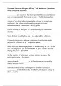 Personal Finance&colon; Chapter 15-Ivy Tech Anderson Questions With Complete Solutions
