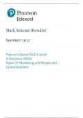 Pearson Edexcel GCE A Level Business paper 1&lpar;9BS0&sol;01&colon;Marketing and People and Global Business&rpar;Mark scheme for June 2023