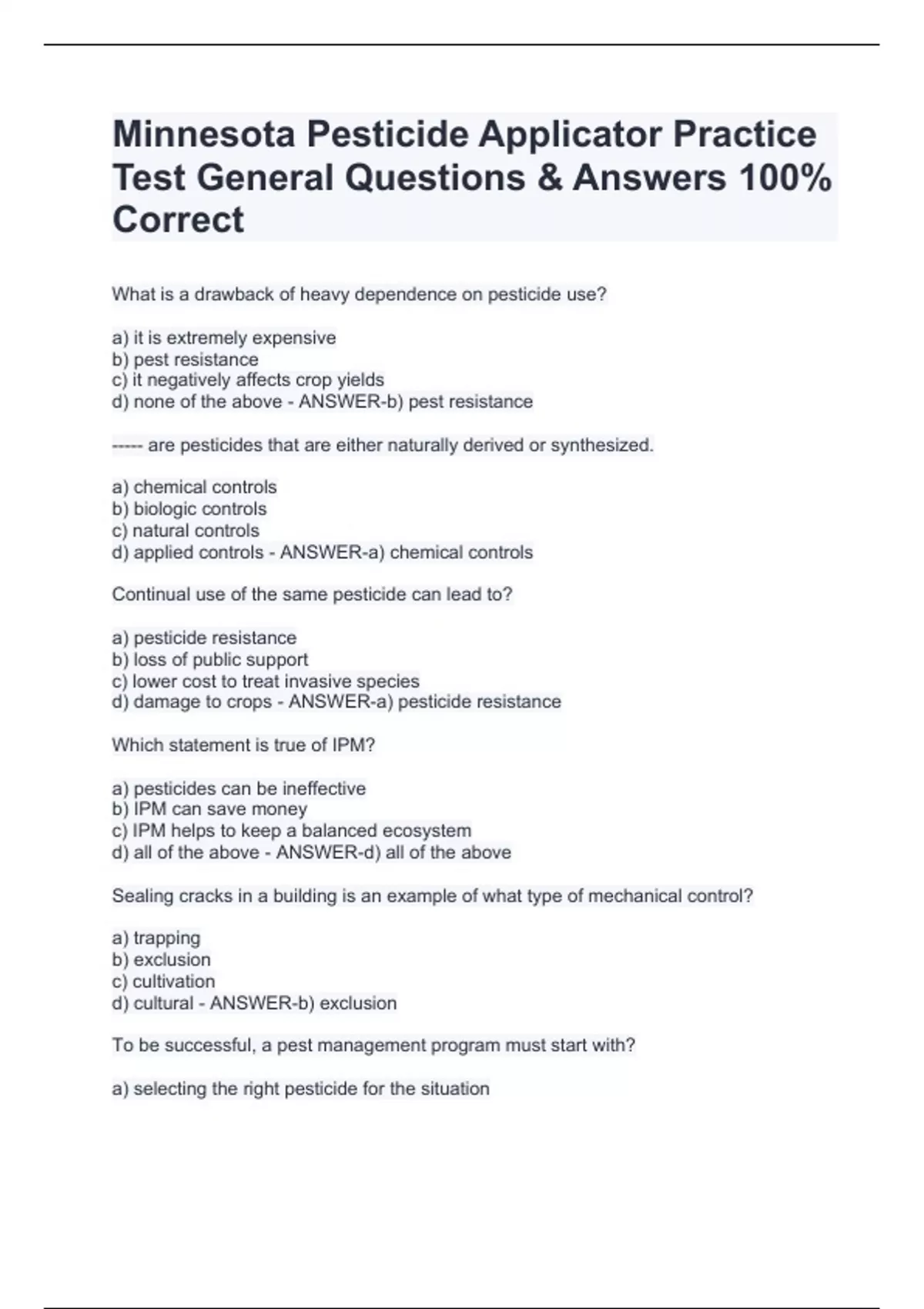 Minnesota Pesticide Applicator License EXAM PACKAGE DEAL (BUNDLE) WITH