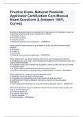 Practice Exam, National Pesticide Applicator Certification Core Manual Exam Questions & Answers 100% Correct