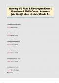 Nursing 172 Fluid & Electrolytes Exam &vert;  Questions & 100&percnt; Correct Answers  &lpar;Verified&rpar; &vert; Latest Update &vert; Grade A&plus;