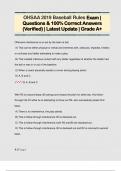 OHSAA 2019 Baseball Rules Exam &vert;  Questions & 100&percnt; Correct Answers  &lpar;Verified&rpar; &vert; Latest Update &vert; Grade A&plus;