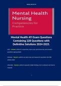 Mental Health ATI Exam Questions Containing 228 Questions with Definitive Solutions 2024-2025. Terms like:  lethargic - Answer: patient can open eyes and respond to questions but falls asleep easily
