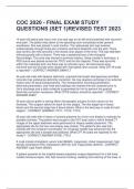 COC 2020 - FINAL EXAM STUDY  QUESTIONS &lpar;SET 1&rpar;REVISED TEST 2023