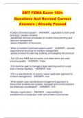 EMT FEMA Exam 100c Questions And Revised Correct  Answers | Already Passed