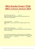 RDA Practice Exam 1 With 100% Correct Answers 2024