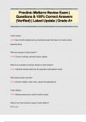 Preclinic Midterm Review Exam &vert;  Questions & 100&percnt; Correct Answers  &lpar;Verified&rpar; &vert; Latest Update &vert; Grade A&plus;