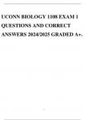 UCONN BIOLOGY 1108 EXAM 1 QUESTIONS AND CORRECT ANSWERS 2024/2025 GRADED A+.