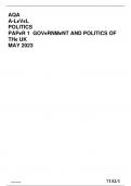 AQA a-level politics paper 1 government and politics of the uk may 2023