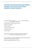 2024 NCLEX-RN EXAM QUESTIONS AND CORRECT  ANSWERS LATEST UPDATE 2024 &lpar;VERIFIED  ANSWERS&rpar; &vert;ALREADY GRADED A&plus;