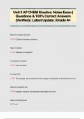 Unit 3 AP CHEM Kinetics&colon; Notes Exam &vert;  Questions & 100&percnt; Correct Answers  &lpar;Verified&rpar; &vert; Latest Update &vert; Grade A&plus; 