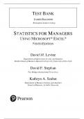 Test Bank For Statistics for Managers Using Microsoft Excel, 9th edition by David M. Levine, David F. Stephan, Kathryn A. Szabat||ISBN 978-1292338248||All Chapters||Complete Guide A+