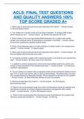 ACLS: FINAL TEST QUESTIONS AND QUALITY ANSWERS 100% TOP SCORE GRADED A+