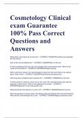 Cosmetology Clinical  exam Guarantee  100% Pass Correct  Questions and  Answers