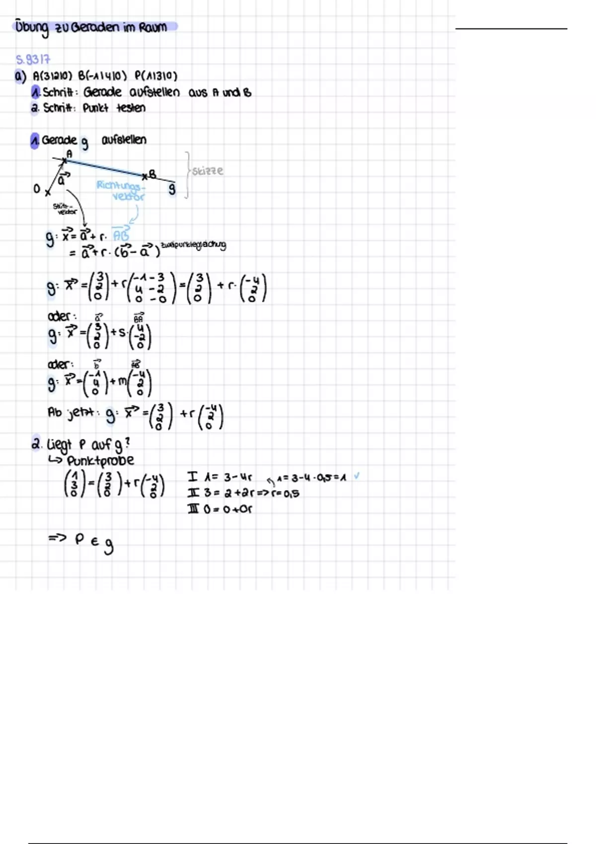 Geraden im Raum Übung - Mathematik - Stuvia DE
