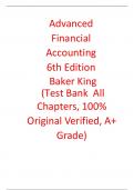 Test bank for Advanced Financial Accounting 6th Edition Baker King 