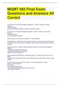 MGMT 582 Final Exam Questions and Answers All Correct