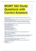 MGMT 582 Study Questions with Correct Answers