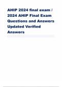 AHIP 2024 FINAL EXAM QUESTIONS AND ANSWERS UPDATED AND VERIFIED ANSWERS