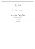 Test Bank For Abnormal Psychology 14th Edition  Butcher Mineka Hooley