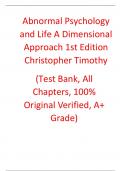 Test Bank For Abnormal Psychology and Life A Dimensional Approach 1st Edition  Christopher Timothy
