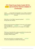 FF1 Final Exam Study Guide IFSTA 1100+ QUESTIONS WITH CORRECT ANSWERS TEST BANK UPDATED 2024
