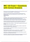 MIC 102 Exam 1 Questions with Correct Answers