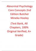 Test Bank For Abnormal Psychology Core Concepts 2e Butcher Mineka Hooley