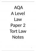 AQA A Level Law Paper 2 - Tort Law - Summary 