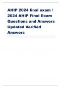 AHIP 2024 final exam &sol; 2024 AHIP Final Exam Questions and Answers Updated Verified Answers