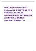WSET Diploma D1 / WSET Diploma D1 QUESTIONS AND CORRECT DETAILED ANSWERS WITH RATIONALES (VERIFIED ANSWERS) |ALREADY GRADED A+