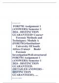 FOR3701 Assignment 1 (ANSWERS) Semester 1 2024 - DISTINCTION GUARANTEED •	Course •	Forensic Methods and Techniques: Module A (FOR3701) •	Institution •	University Of South Africa (Unisa) •	Book •	Forensic Investigation Well-structured FOR3701 Assignment 1 