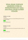 FINAL EXAM&colon; PORTAGE LEARNING NURS 231 PATHOPHYSIOLOGY 2024 &sol; 2025 FINAL EXAM &lbrace;LATEST UPDATE&rcub;