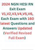 2024 NGN HESI RN Exit Exam V1,V2,V3,V4,V5,V6,  Each Exam with 160 latest Questions and Answers Updated (Verified Revised Full Exam) | 