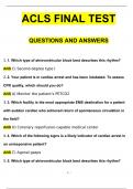 ACLS FINAL TEST | Questions with 100% Correct Answers | Verified | Latest Update