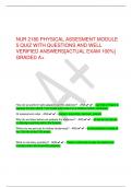NUR 2180 PHYSICAL ASSESMENT MODULE  5 QUIZ WITH QUESTIONS AND WELL  VERIFIED ANSWERS[ACTUAL EXAM 100%]  GRADED A+