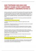 HUD TESTBANK 2023-2024 HUD  TENACY EXAM LATEST QUESTIONS  AND CORRECT ANSWERS RATED A+