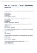 Biol 203 Final part 1 Correct Questions & Answers
