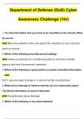 Department of Defense (DoD) Cyber Awareness Challenge 2024 (1hr) | Questions with 100% Correct Answers | Verified | Latest Update