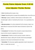 Florida Public Adjuster State Test BUNDLED Florida Test Study Guide - Public Adjusting 3-20 (Set 1)  Florida 6-20 All Lines Adjuster Test  Florida Claims Adjuster Exam | Questions with 100% Correct Answers | Verified | Latest Update