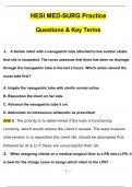 HESI MED-SURG Practice Questions & Key Terms | Questions with 100% Correct Answers | Verified | Latest Update