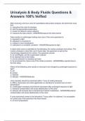 Urinalysis & Body Fluids Questions & Answers 100&percnt; Veified