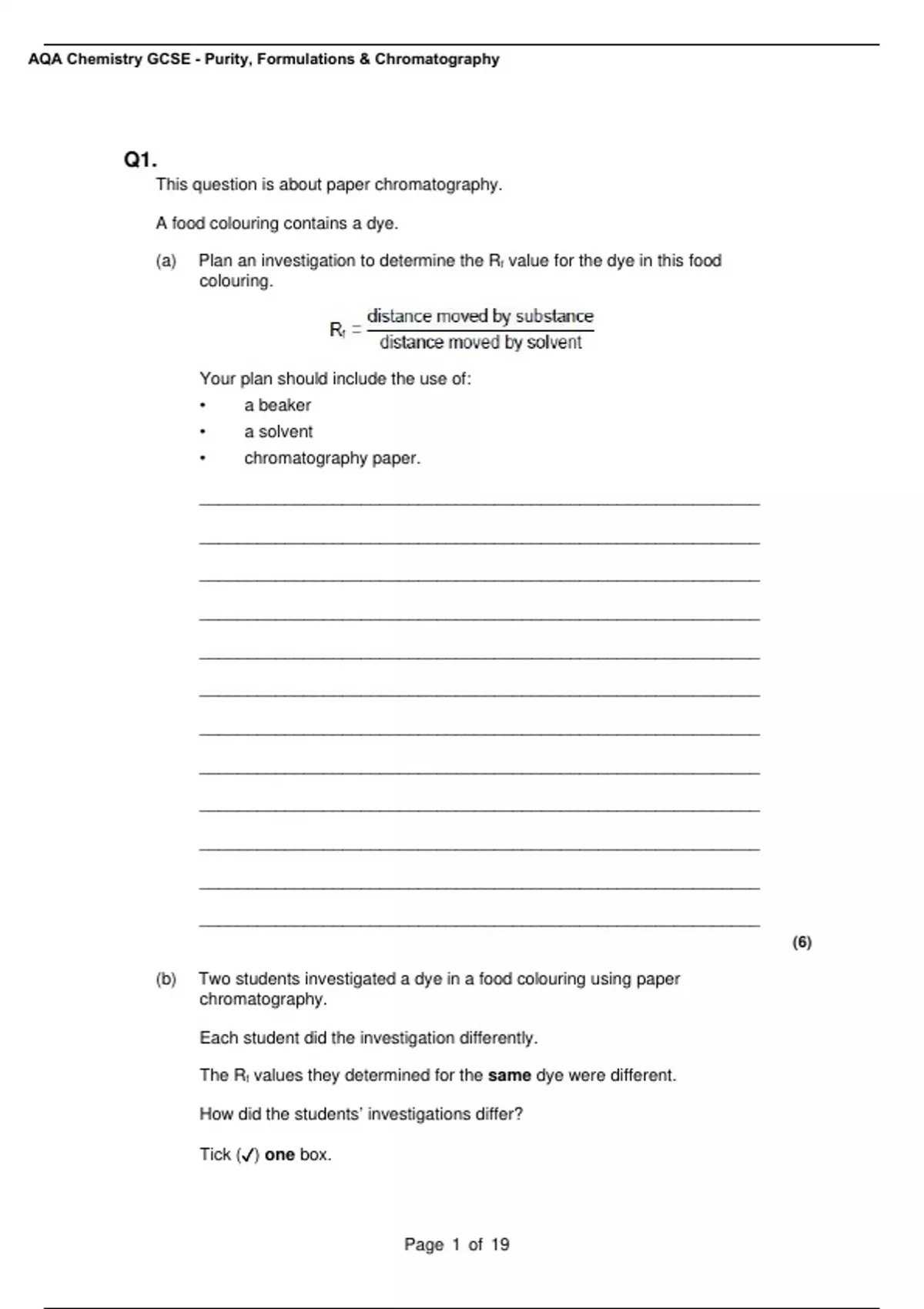AQA Chemistry GCSE Purity, Formulations _ Chromatography 4 Exam
