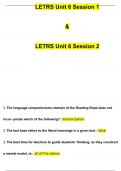 LETRS Unit 6 Session 1 | Questions with 100% Correct Answers | Verified | Latest Update