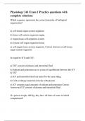 Physiology 241 Exam 1 Practice questions with complete solutions.