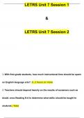 LETRS Unit 7 Session 1 & LETRS Unit 7 Session 2 | Questions with 100% Correct Answers | Verified | Latest Update