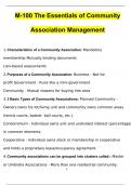 M100 The Essentials of Community Association Management Exam | Questions with 100% Correct Answers | Verified | Latest Update