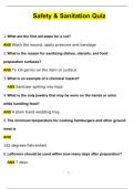 Safety & Sanitation Quiz Exam &vert; Questions with 100&percnt; Correct Answers &vert; Verified &vert; Latest Update